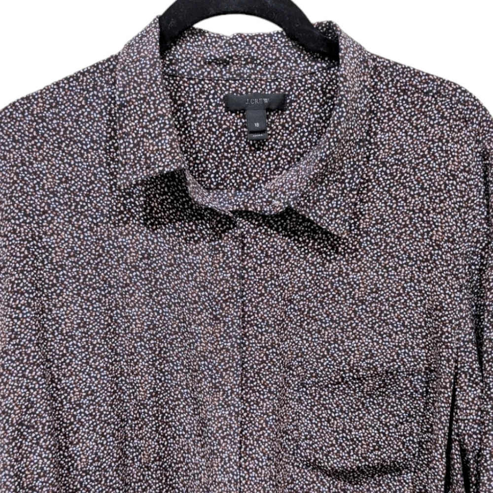 J. Crew Silk Dotty Print Plus Size Button Up Shirt (18)